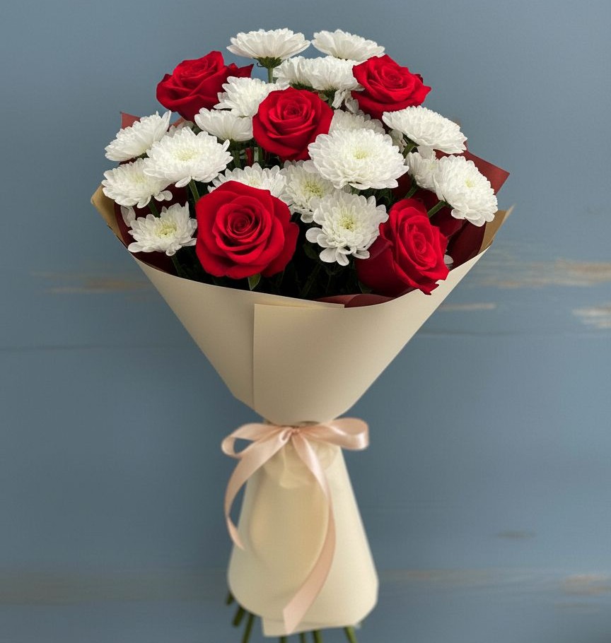 Букет цветов из: Розы и Хризантемы в Каладжинской