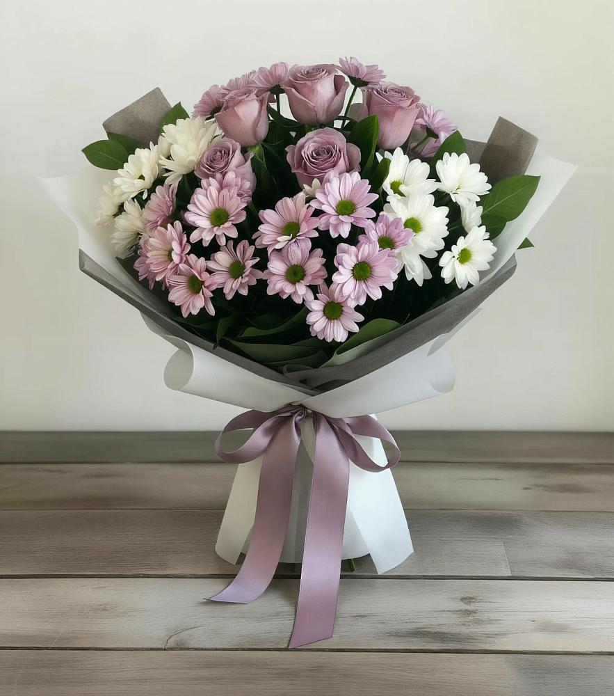 Букет цветов из: Хризантемы и Розы в Каладжинской