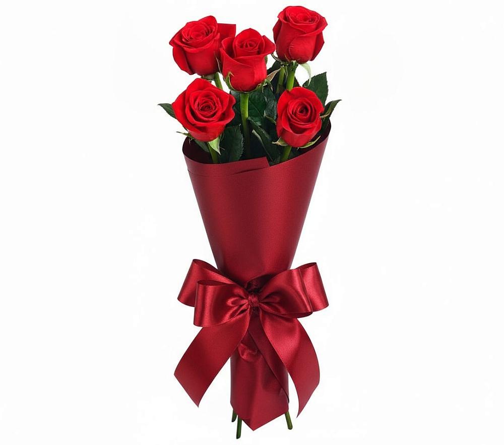 Букет 5 Красных роз Эдлесс Лав в Каладжинской