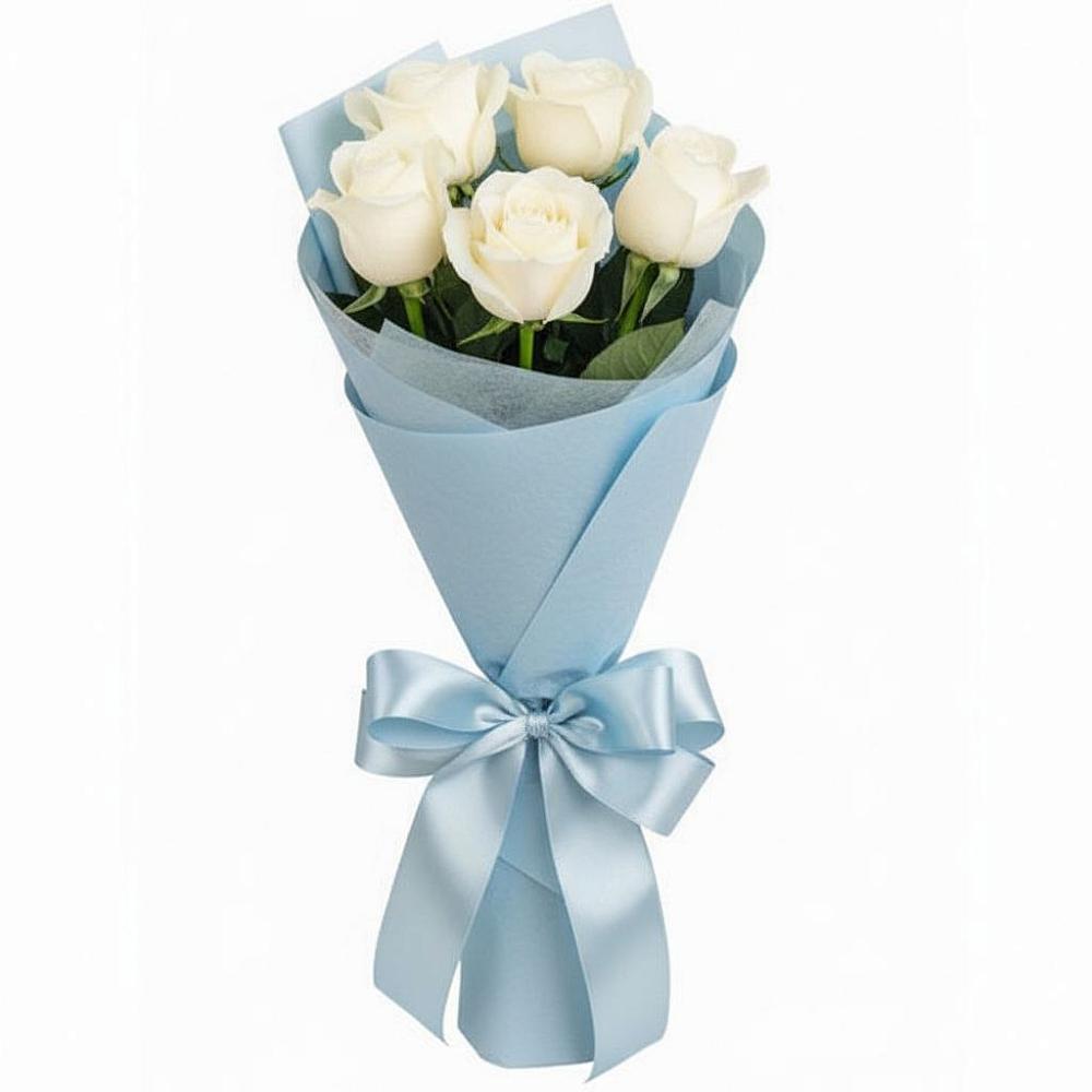 Букет 5 Белых роз Проуд в Каладжинской