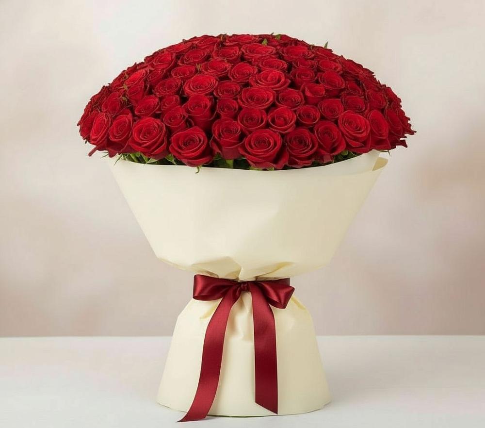 Букет 101 Красная роза Милано в Каладжинской