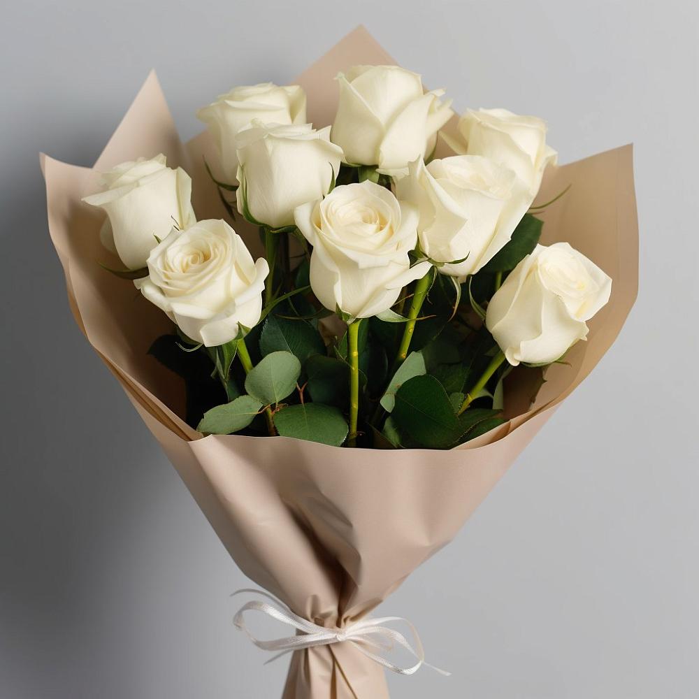 Букет 9 Белых роз Эдлесс Лав в Каладжинской