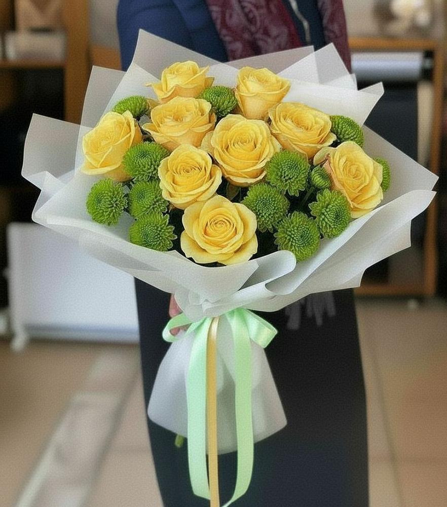 Букет цветов из: Хризантемы и Розы в Каладжинской