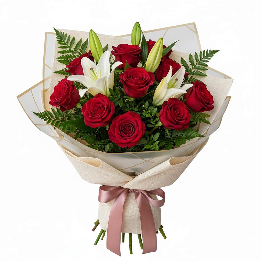 Букет цветов из: Лилии и Розы в Каладжинской