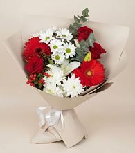 Букет цветов из:  Розы, Хризантемы, Герберы и Лилии в Каладжинской
