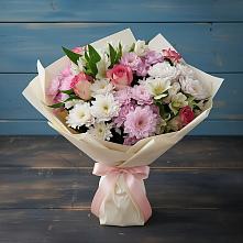 Букет цветов из:  Хризантемы, Альстромерии и Розы #REPLACE_PRED# Каладжинской